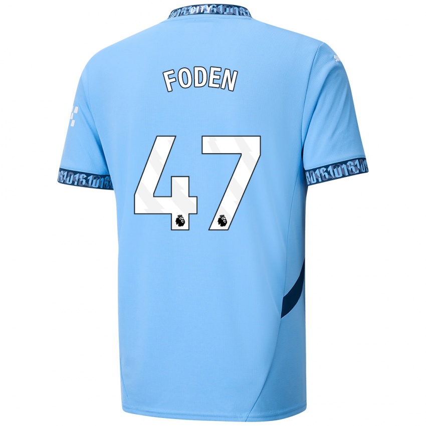 Kinderen Phil Foden #47 Marineblauw Thuisshirt Thuistenue 2024/25 T-Shirt België