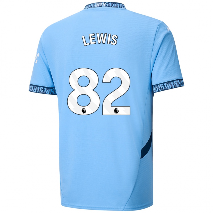 Kinder Rico Lewis #82 Marineblau Heimtrikot Trikot 2024/25 T-Shirt Belgien