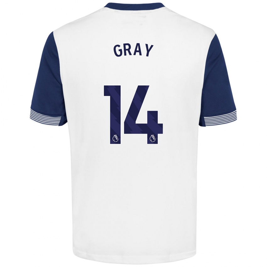 Kinderen Archie Gray #14 Wit Blauw Thuisshirt Thuistenue 2024/25 T-Shirt België