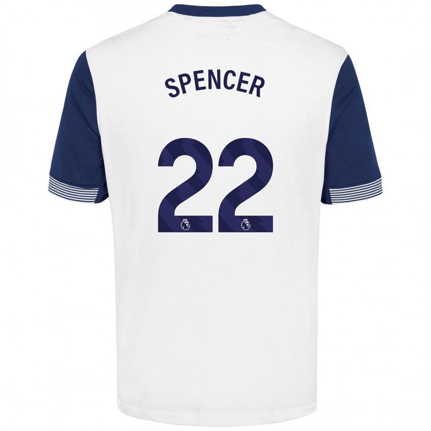 Kinderen Rebecca Spencer #22 Wit Blauw Thuisshirt Thuistenue 2024/25 T-Shirt België