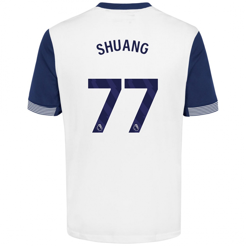 Kinderen Wang Shuang #77 Wit Blauw Thuisshirt Thuistenue 2024/25 T-Shirt België