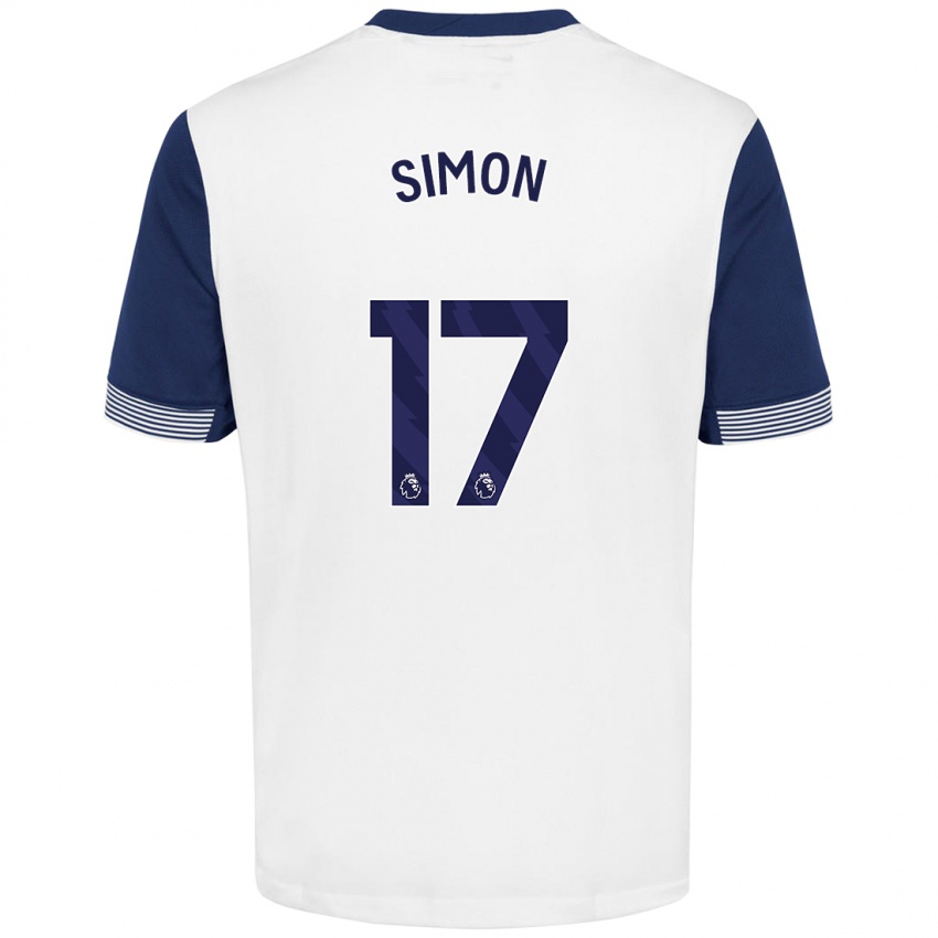 Kinderen Kyah Simon #17 Wit Blauw Thuisshirt Thuistenue 2024/25 T-Shirt België