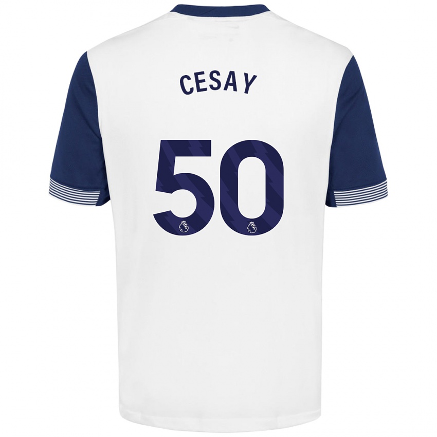 Kinderen Kallum Cesay #50 Wit Blauw Thuisshirt Thuistenue 2024/25 T-Shirt België