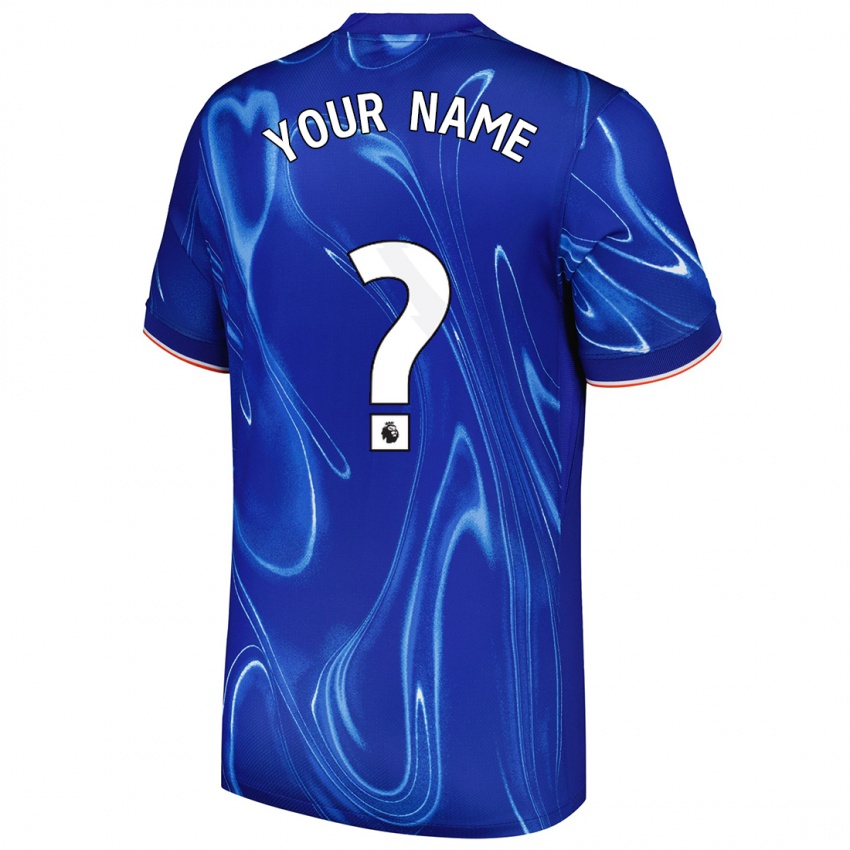 Enfant Maillot Votre Nom #0 Bleu Blanc Tenues Domicile 2024/25 T-Shirt Belgique