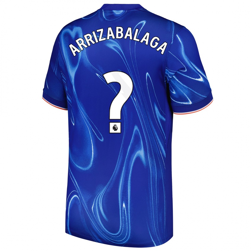 Enfant Maillot Kepa Arrizabalaga #0 Bleu Blanc Tenues Domicile 2024/25 T-Shirt Belgique