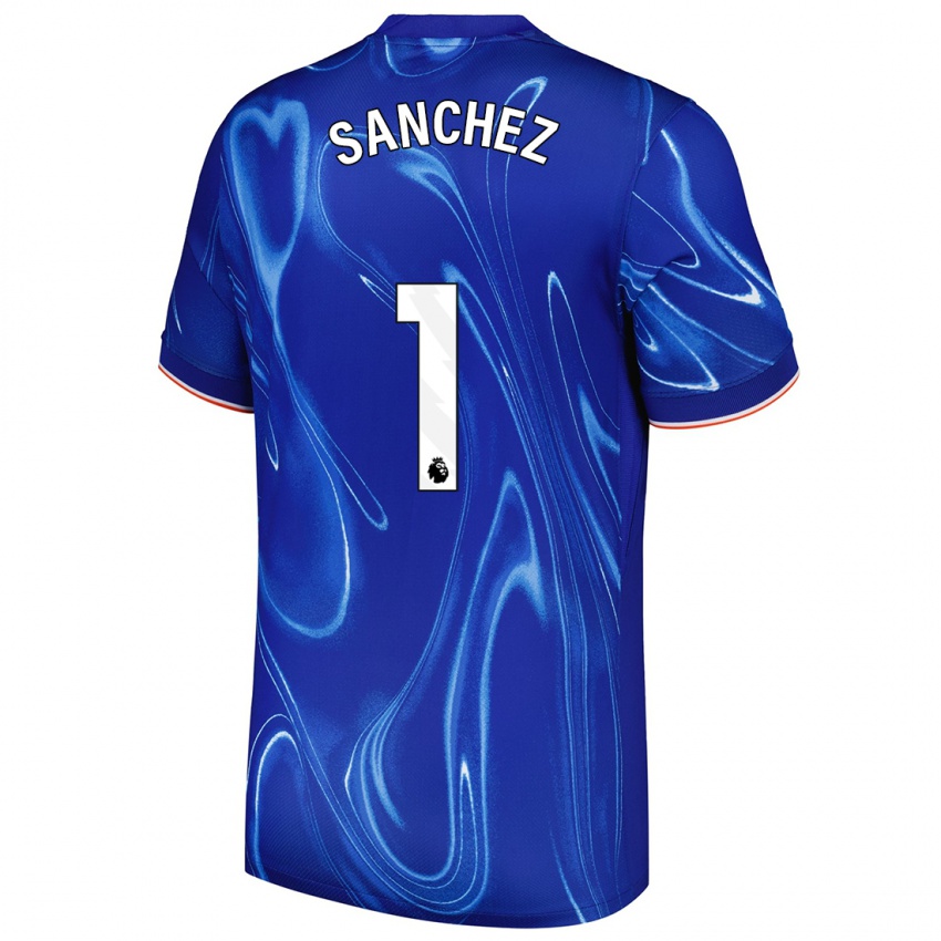 Enfant Maillot Robert Sánchez #1 Bleu Blanc Tenues Domicile 2024/25 T-Shirt Belgique