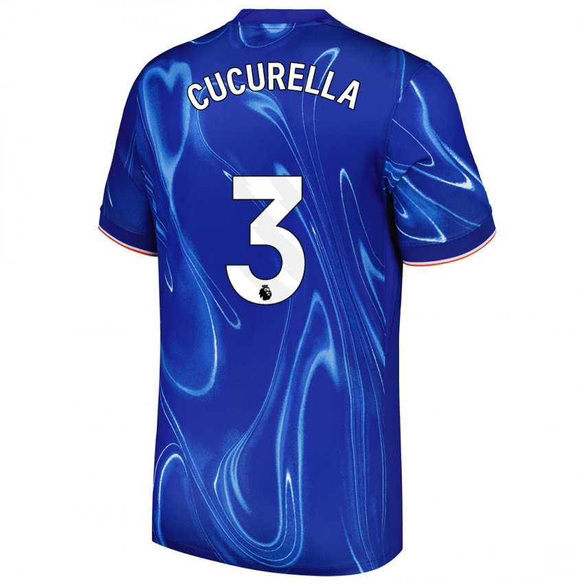 Enfant Maillot Marc Cucurella #3 Bleu Blanc Tenues Domicile 2024/25 T-Shirt Belgique