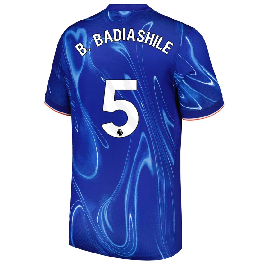 Enfant Maillot Benoît Badiashile #5 Bleu Blanc Tenues Domicile 2024/25 T-Shirt Belgique