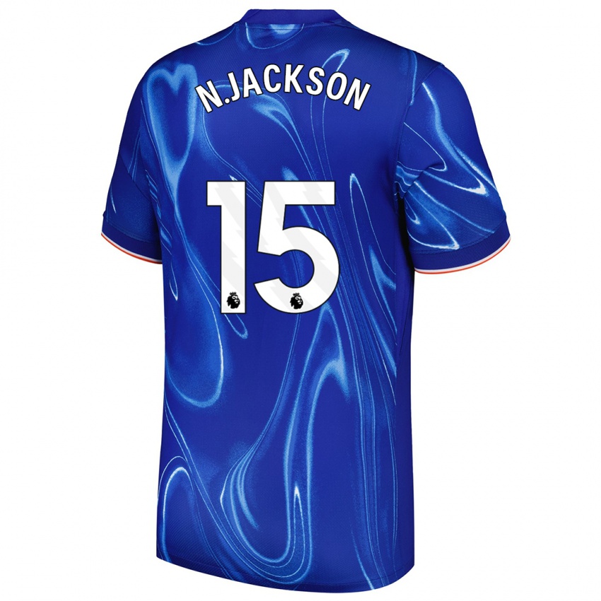 Enfant Maillot Nicolas Jackson #15 Bleu Blanc Tenues Domicile 2024/25 T-Shirt Belgique