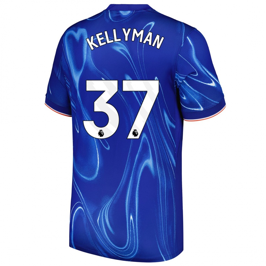 Enfant Maillot Omari Kellyman #37 Bleu Blanc Tenues Domicile 2024/25 T-Shirt Belgique