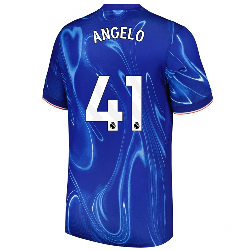 Enfant Maillot Ângelo #41 Bleu Blanc Tenues Domicile 2024/25 T-Shirt Belgique