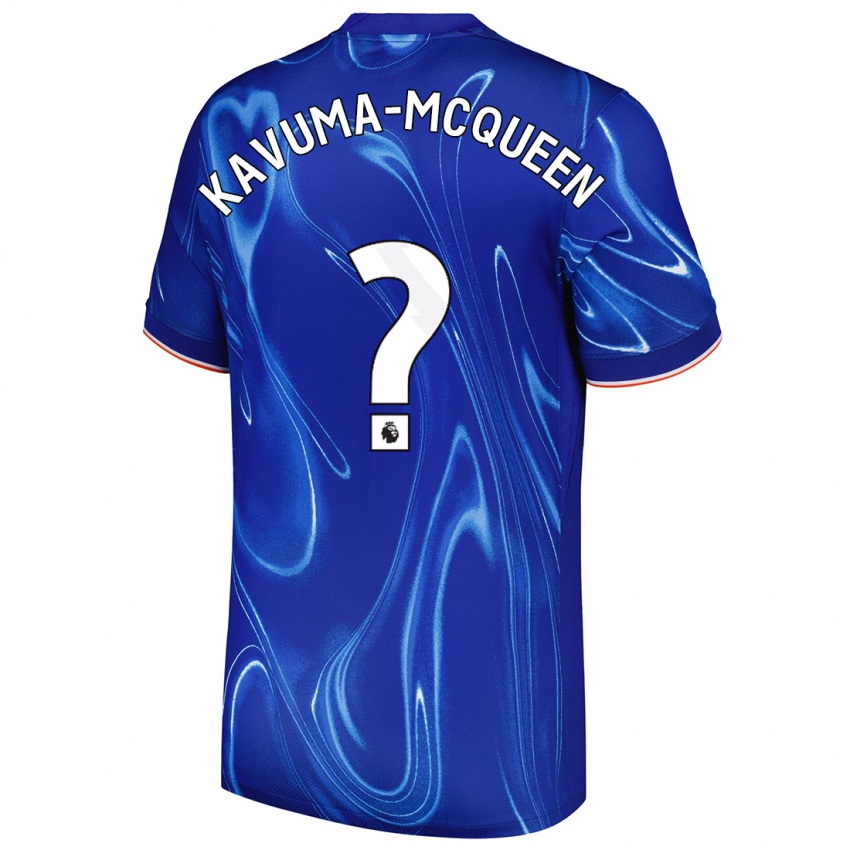 Enfant Maillot Ryan Kavuma-Mcqueen #0 Bleu Blanc Tenues Domicile 2024/25 T-Shirt Belgique