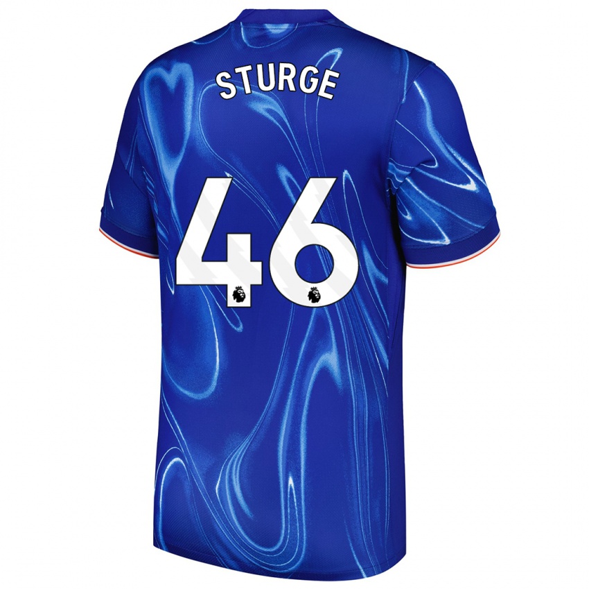 Enfant Maillot Zak Sturge #46 Bleu Blanc Tenues Domicile 2024/25 T-Shirt Belgique