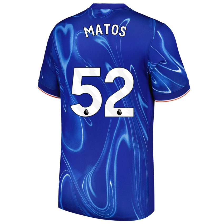 Enfant Maillot Alex Matos #52 Bleu Blanc Tenues Domicile 2024/25 T-Shirt Belgique