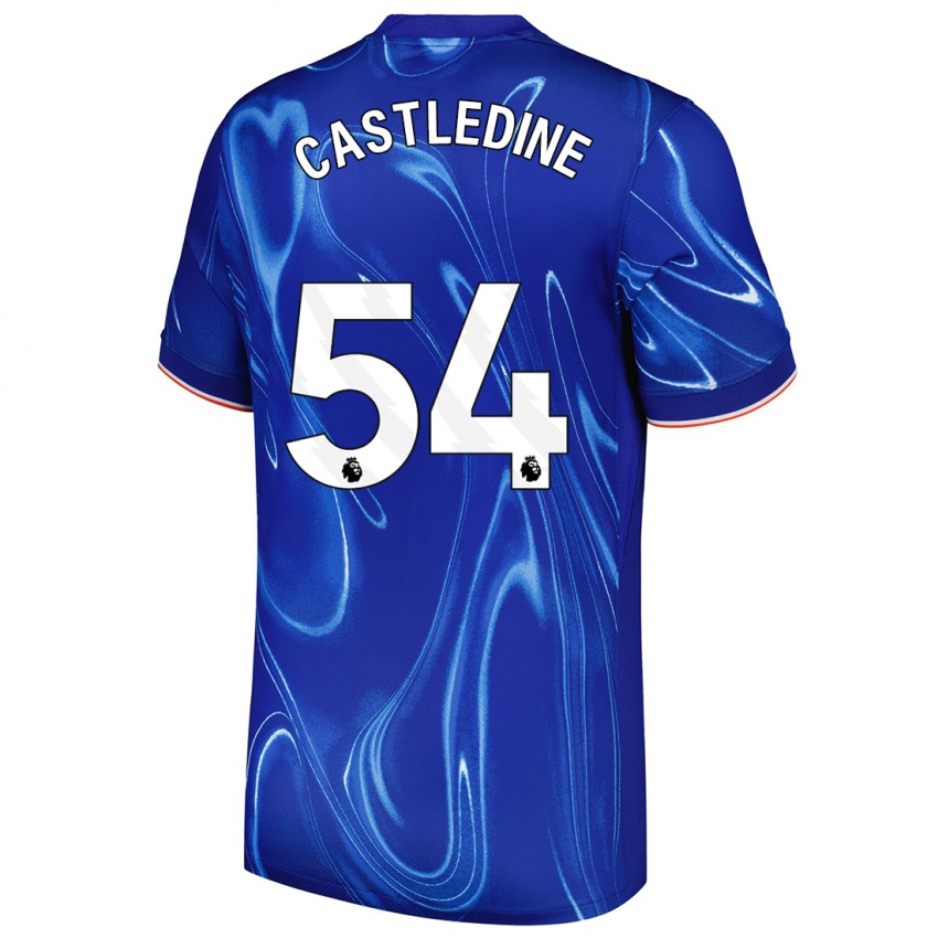 Enfant Maillot Leo Castledine #54 Bleu Blanc Tenues Domicile 2024/25 T-Shirt Belgique