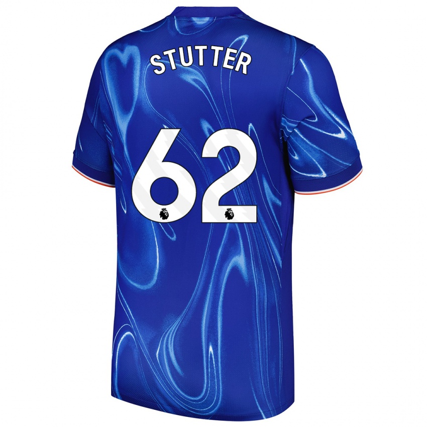 Enfant Maillot Ronnie Stutter #62 Bleu Blanc Tenues Domicile 2024/25 T-Shirt Belgique