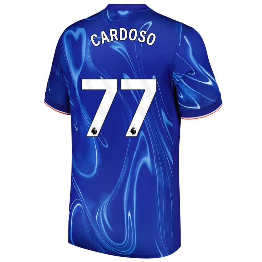 Enfant Maillot Leo Cardoso #77 Bleu Blanc Tenues Domicile 2024/25 T-Shirt Belgique