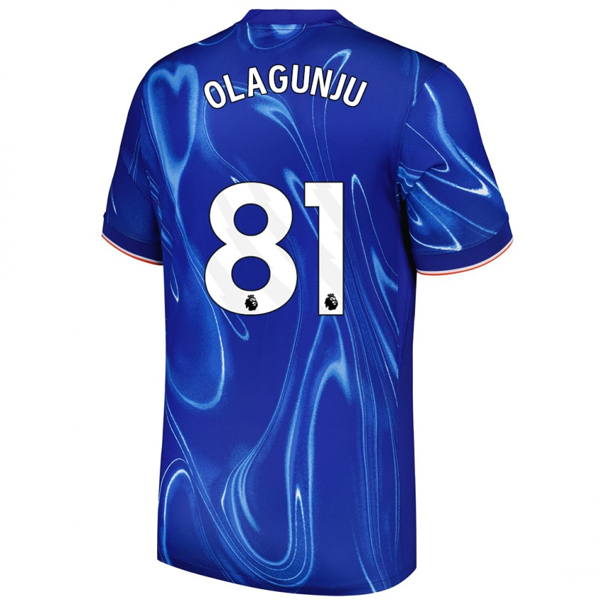 Enfant Maillot Saheed Olagunju #81 Bleu Blanc Tenues Domicile 2024/25 T-Shirt Belgique