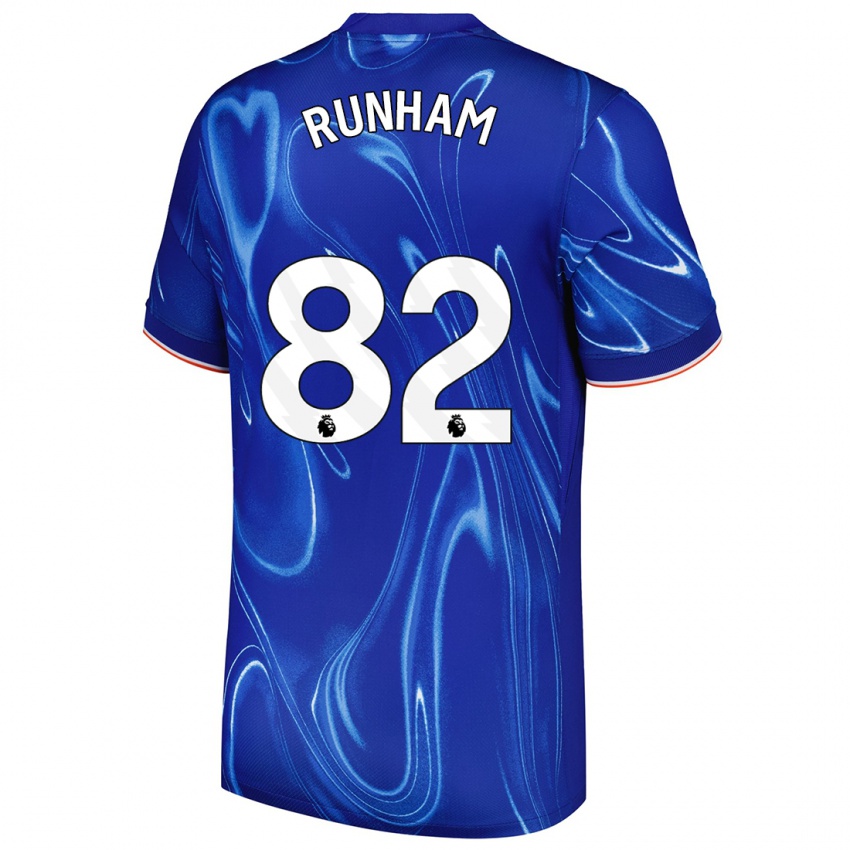 Enfant Maillot Frankie Runham #82 Bleu Blanc Tenues Domicile 2024/25 T-Shirt Belgique