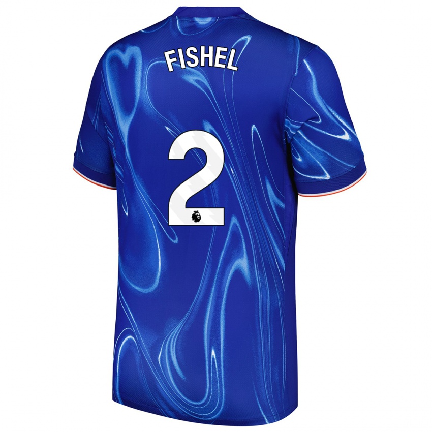 Enfant Maillot Mia Fishel #2 Bleu Blanc Tenues Domicile 2024/25 T-Shirt Belgique