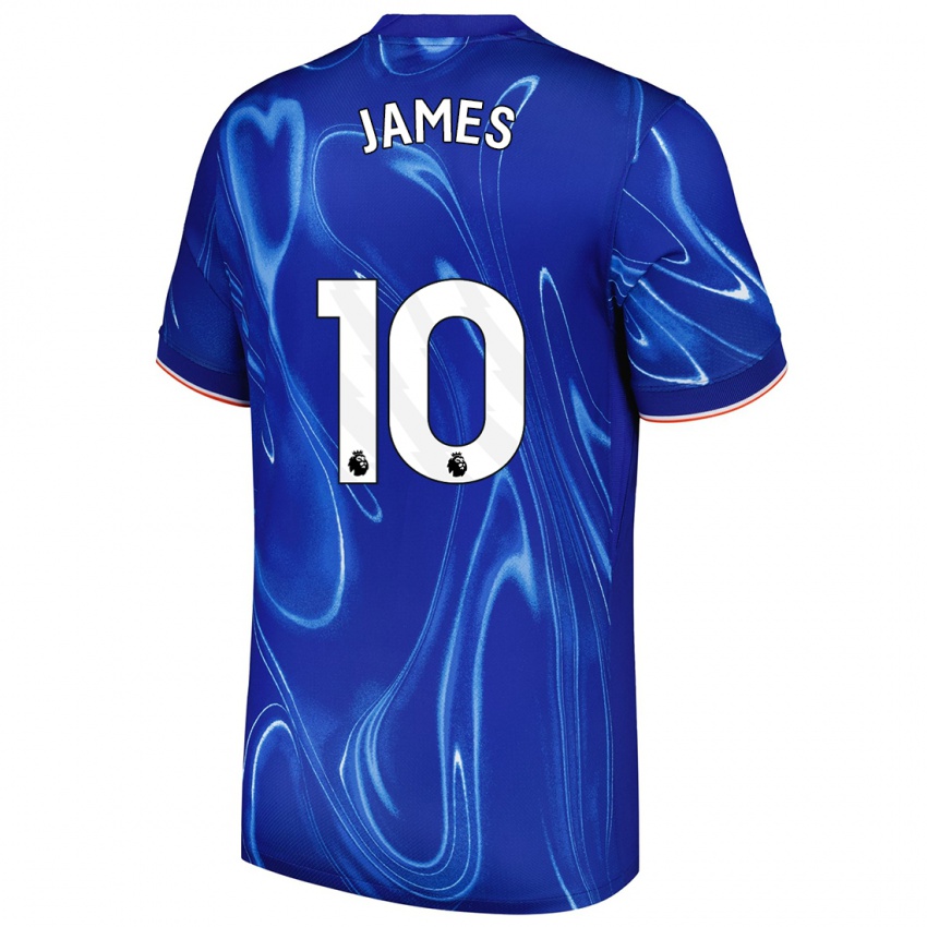 Enfant Maillot Lauren James #10 Bleu Blanc Tenues Domicile 2024/25 T-Shirt Belgique