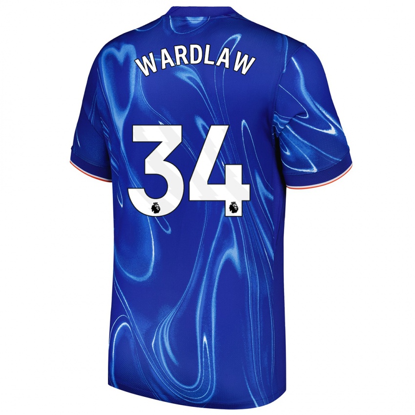 Enfant Maillot Charlotte Wardlaw #34 Bleu Blanc Tenues Domicile 2024/25 T-Shirt Belgique