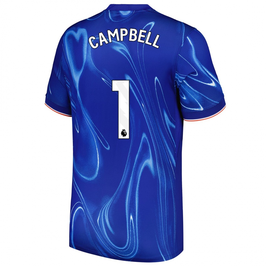 Enfant Maillot Luke Campbell #1 Bleu Blanc Tenues Domicile 2024/25 T-Shirt Belgique