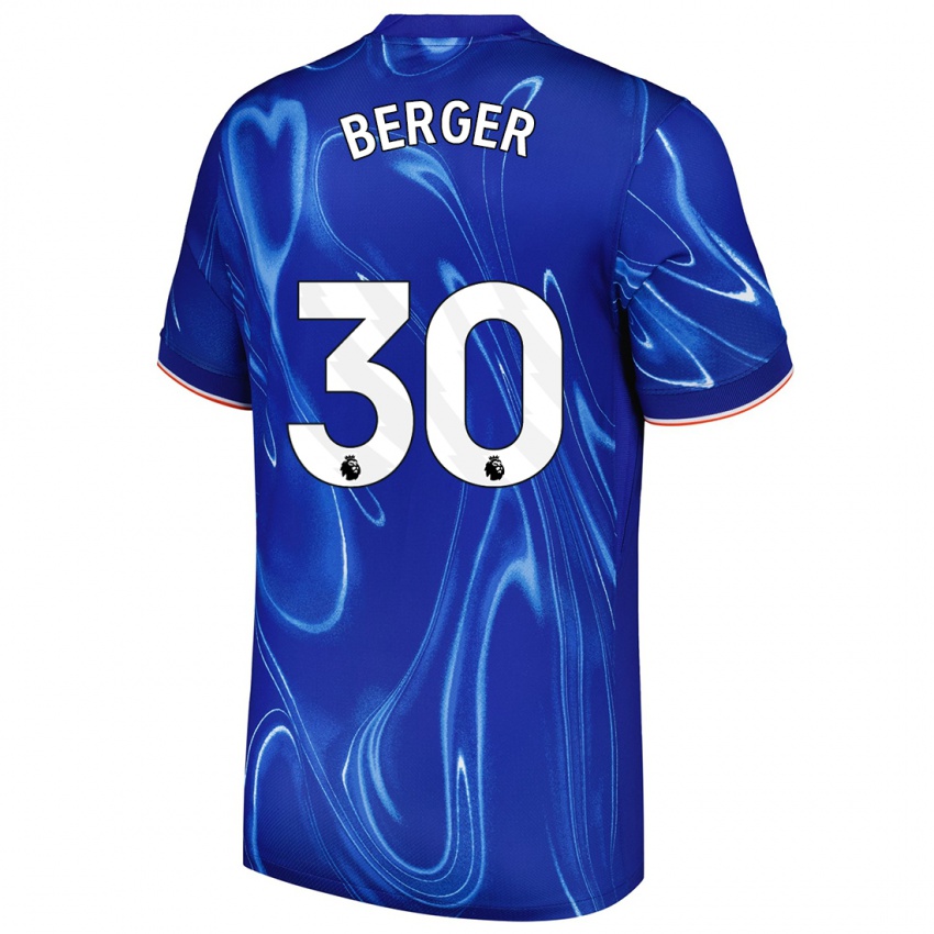 Enfant Maillot Ann-Katrin Berger #30 Bleu Blanc Tenues Domicile 2024/25 T-Shirt Belgique