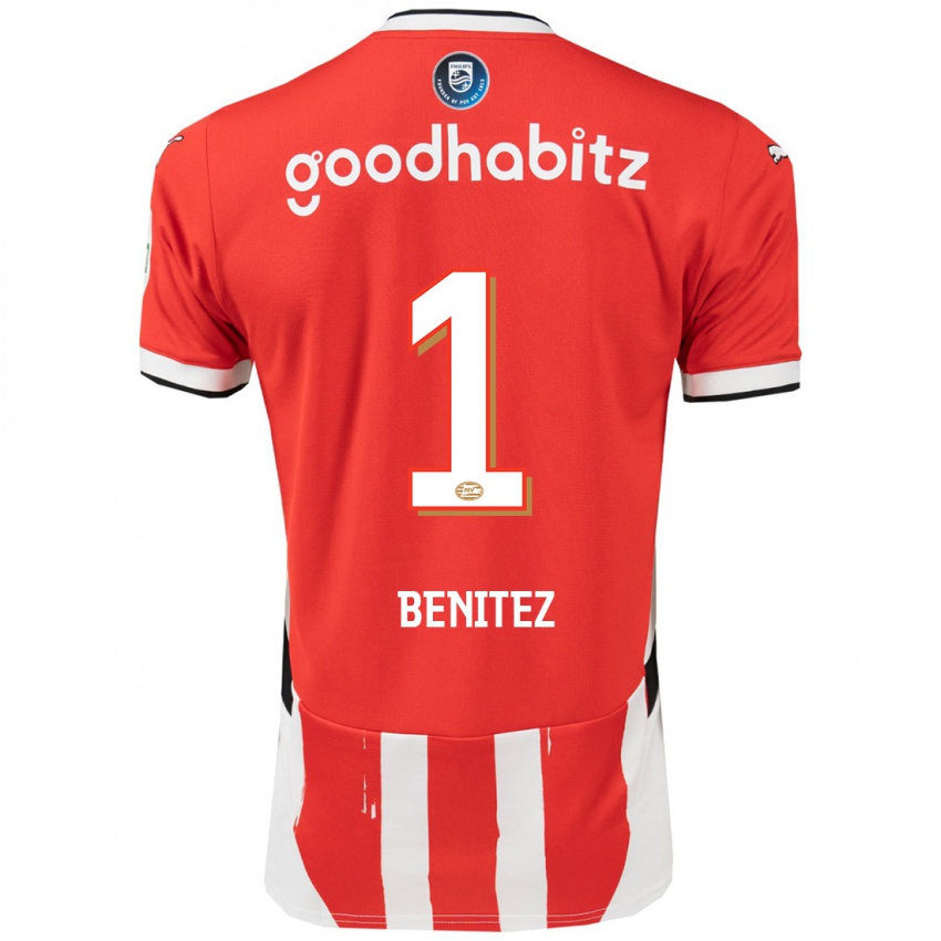 Enfant Maillot Walter Benítez #1 Rouge Blanc Tenues Domicile 2024/25 T-Shirt Belgique