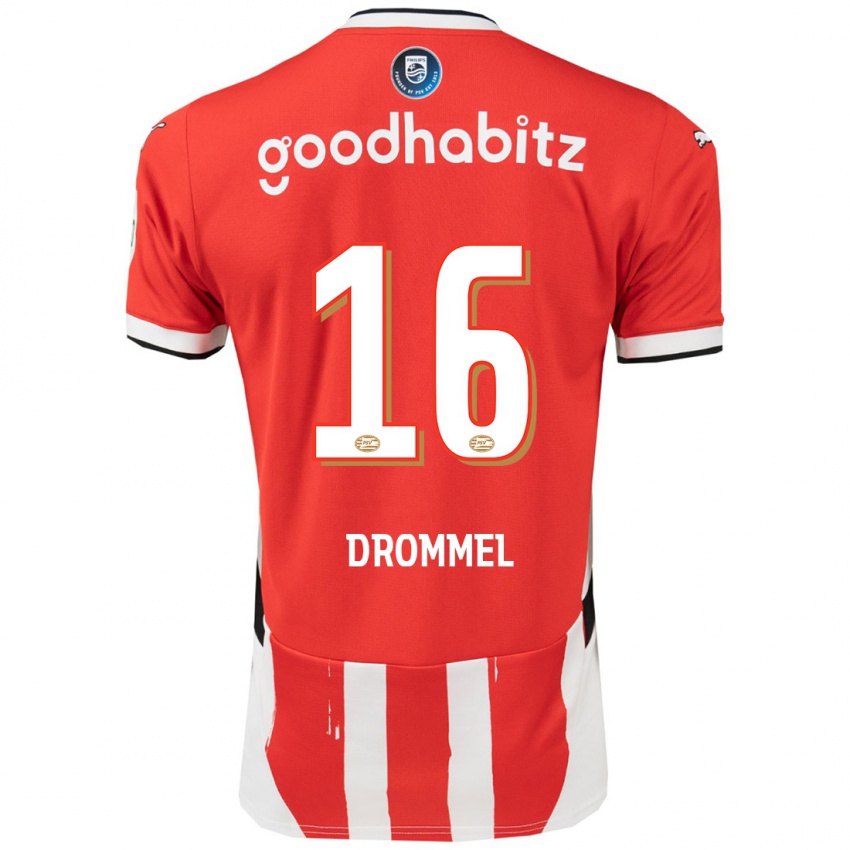 Enfant Maillot Joel Drommel #16 Rouge Blanc Tenues Domicile 2024/25 T-Shirt Belgique