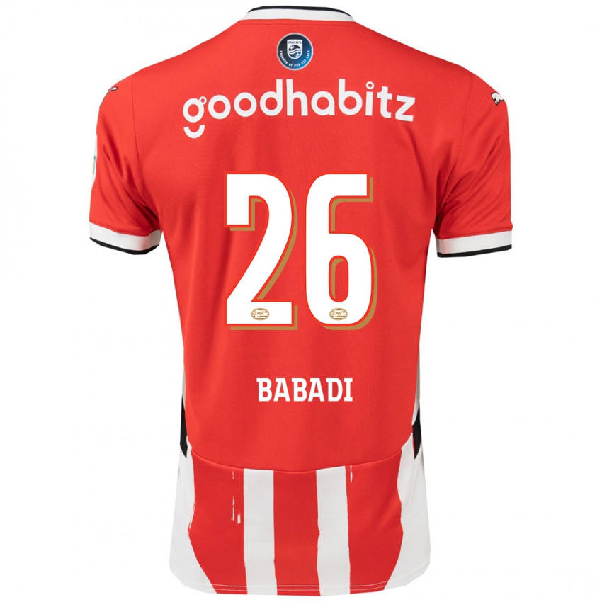 Enfant Maillot Isaac Babadi #26 Rouge Blanc Tenues Domicile 2024/25 T-Shirt Belgique