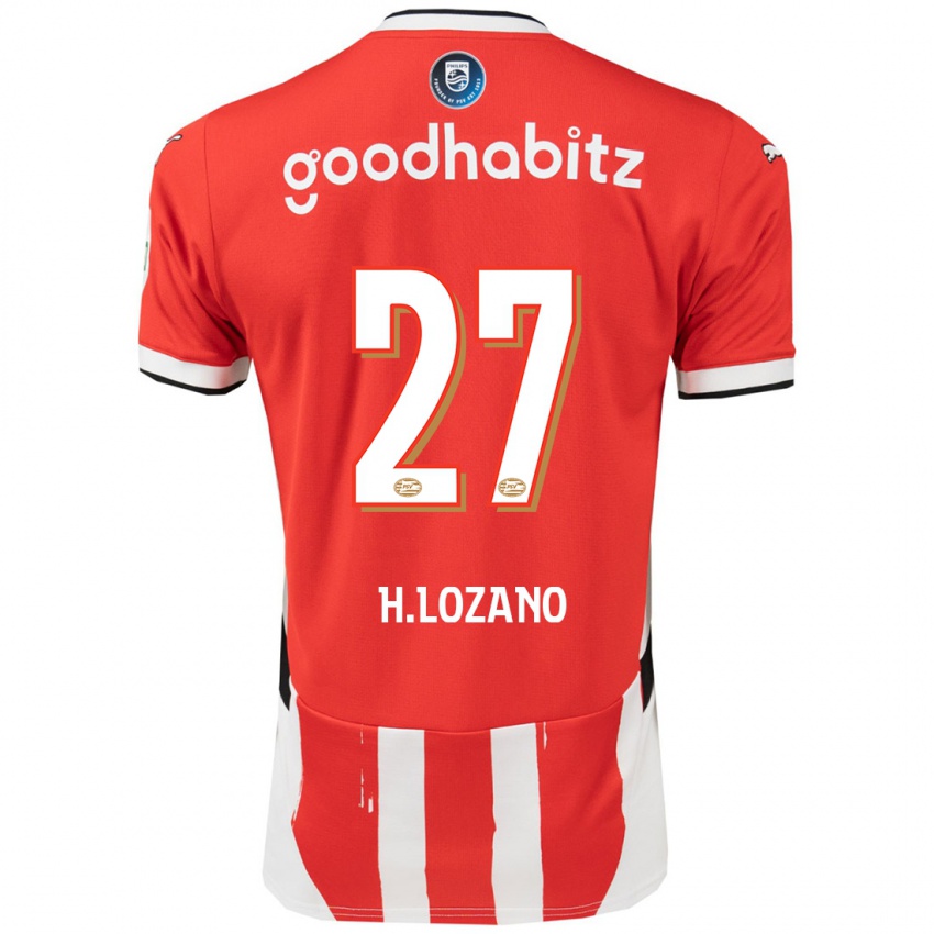 Enfant Maillot Hirving Lozano #27 Rouge Blanc Tenues Domicile 2024/25 T-Shirt Belgique