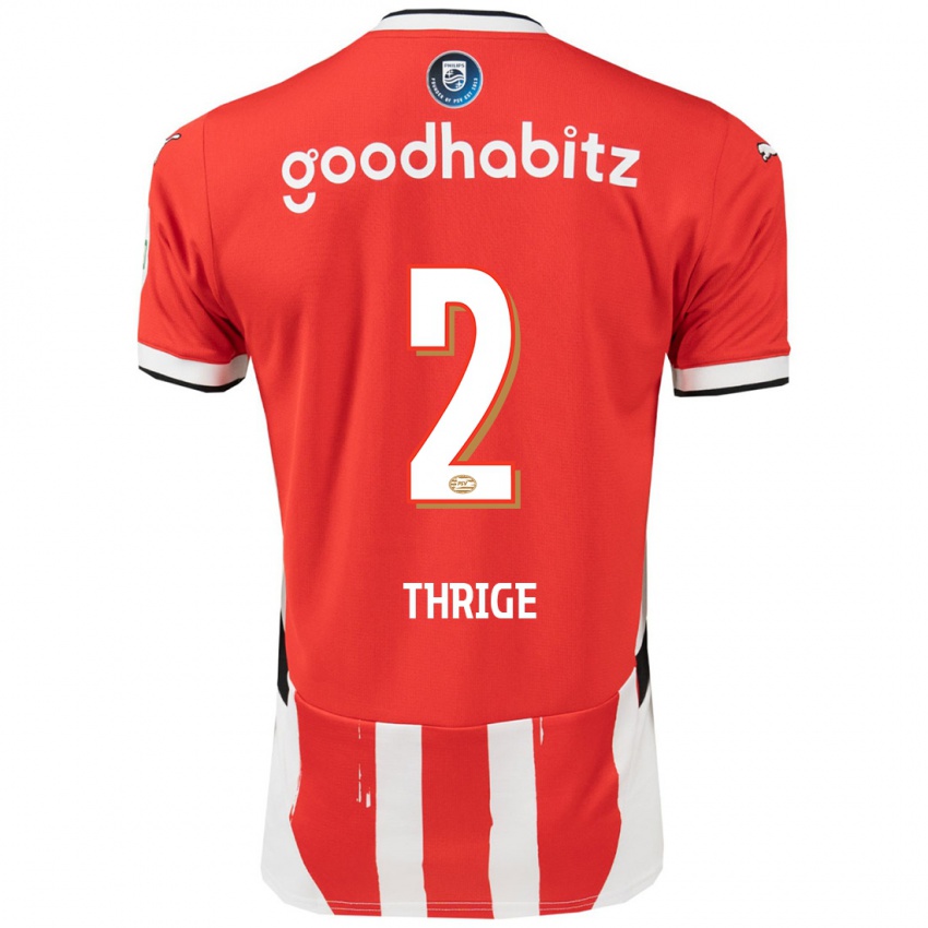 Kinder Sara Thrige #2 Rot Weiß Heimtrikot Trikot 2024/25 T-Shirt Belgien