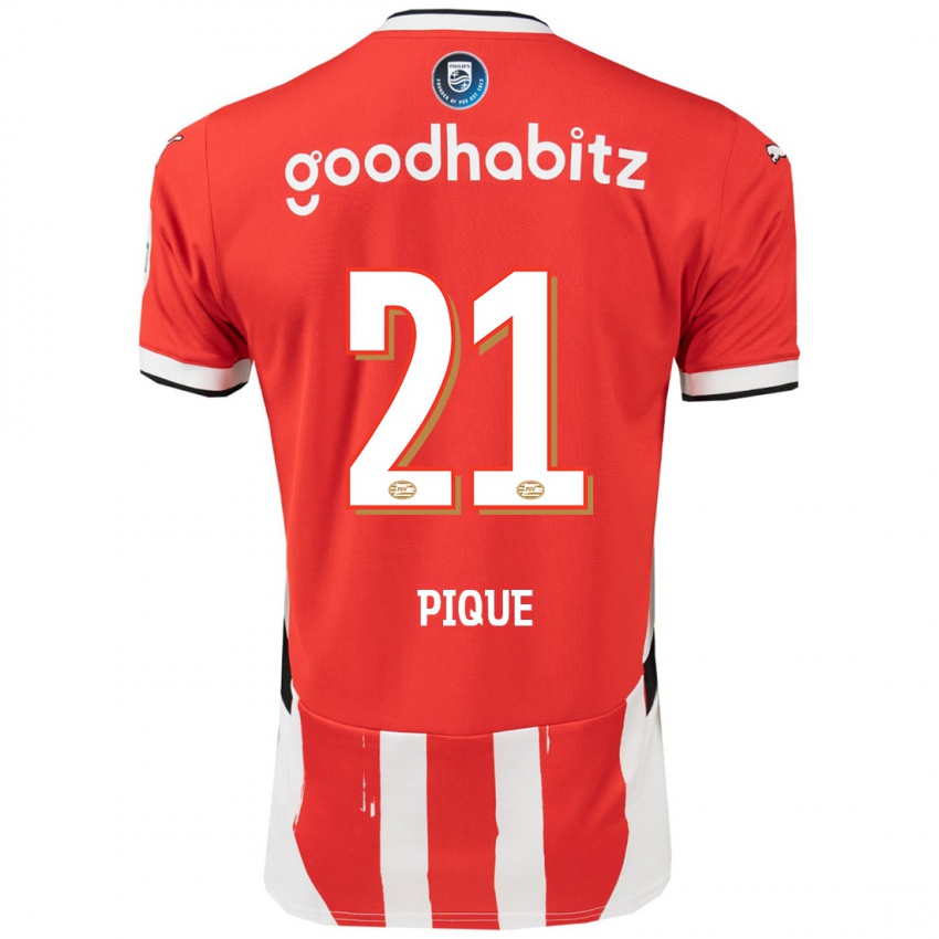 Kinder Naomi Piqué #21 Rot Weiß Heimtrikot Trikot 2024/25 T-Shirt Belgien