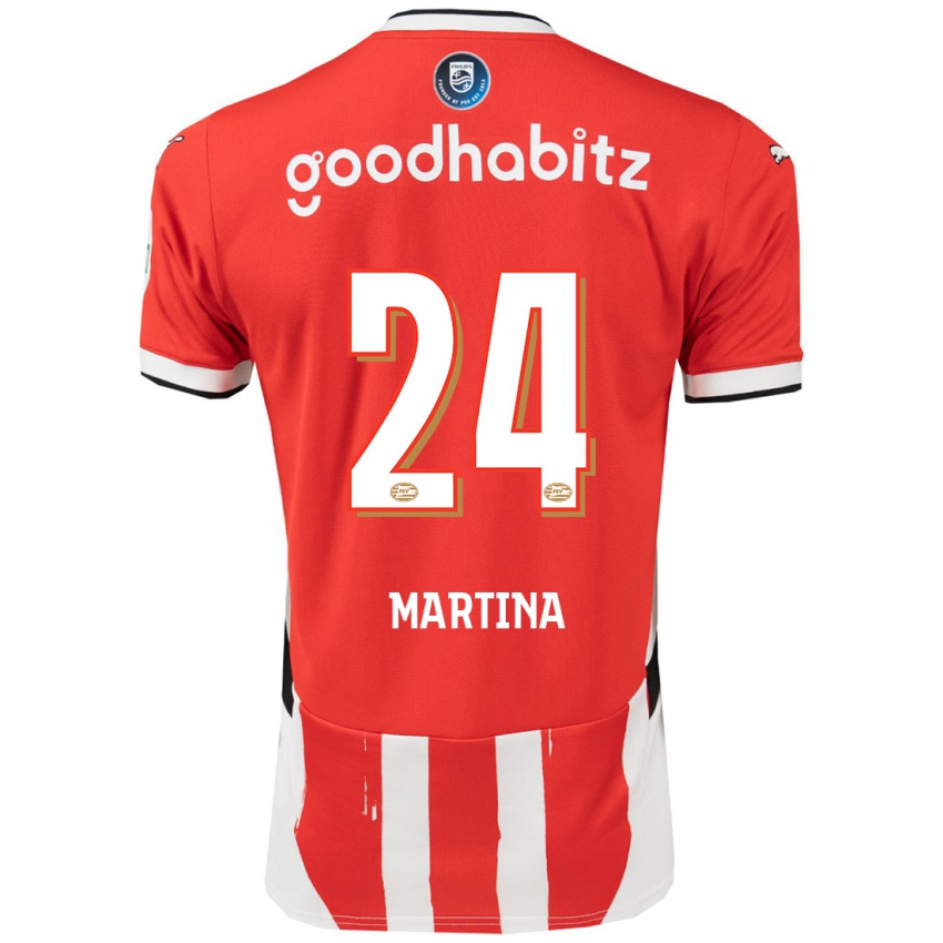 Kinder Shijona Martina #24 Rot Weiß Heimtrikot Trikot 2024/25 T-Shirt Belgien