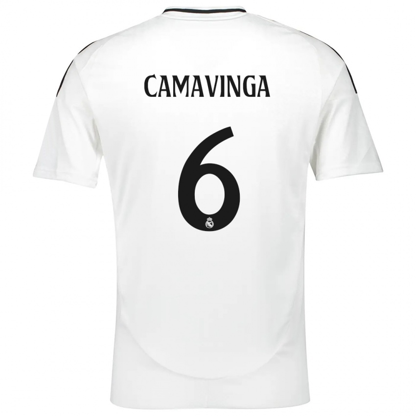 Kinderen Eduardo Camavinga #6 Wit Thuisshirt Thuistenue 2024/25 T-Shirt België