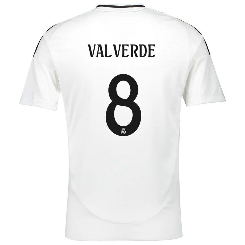 Kinderen Federico Valverde #8 Wit Thuisshirt Thuistenue 2024/25 T-Shirt België