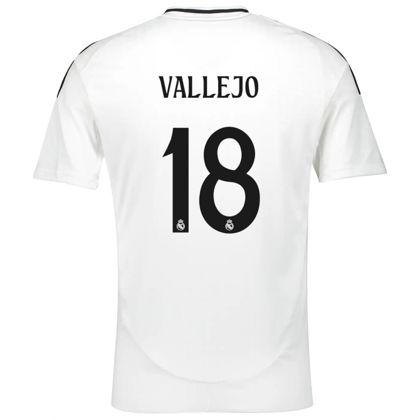 Kinder Jesus Vallejo #18 Weiß Heimtrikot Trikot 2024/25 T-Shirt Belgien