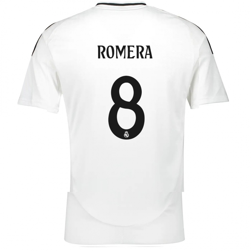 Enfant Maillot Miguel Romera #8 Blanc Tenues Domicile 2024/25 T-Shirt Belgique