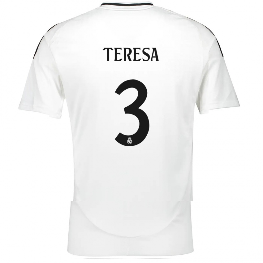 Kinder Teresa Abelleira #3 Weiß Heimtrikot Trikot 2024/25 T-Shirt Belgien