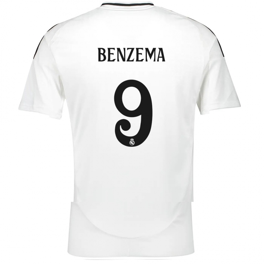 Enfant Maillot Karim Benzema #9 Blanc Tenues Domicile 2024/25 T-Shirt Belgique