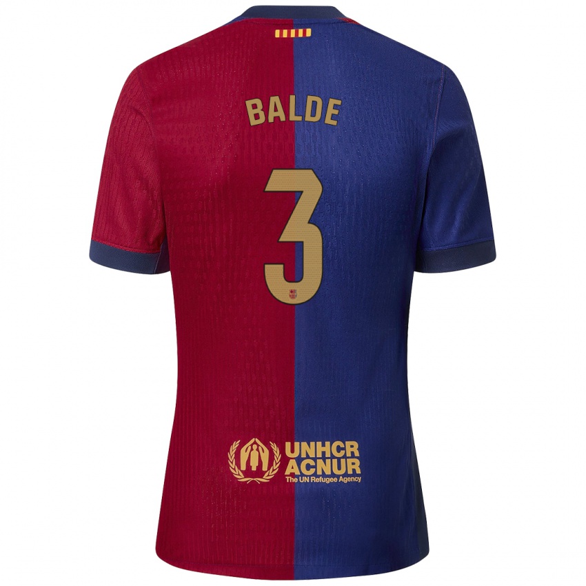 Enfant Maillot Alejandro Balde #3 Bleu Rouge Tenues Domicile 2024/25 T-Shirt Belgique