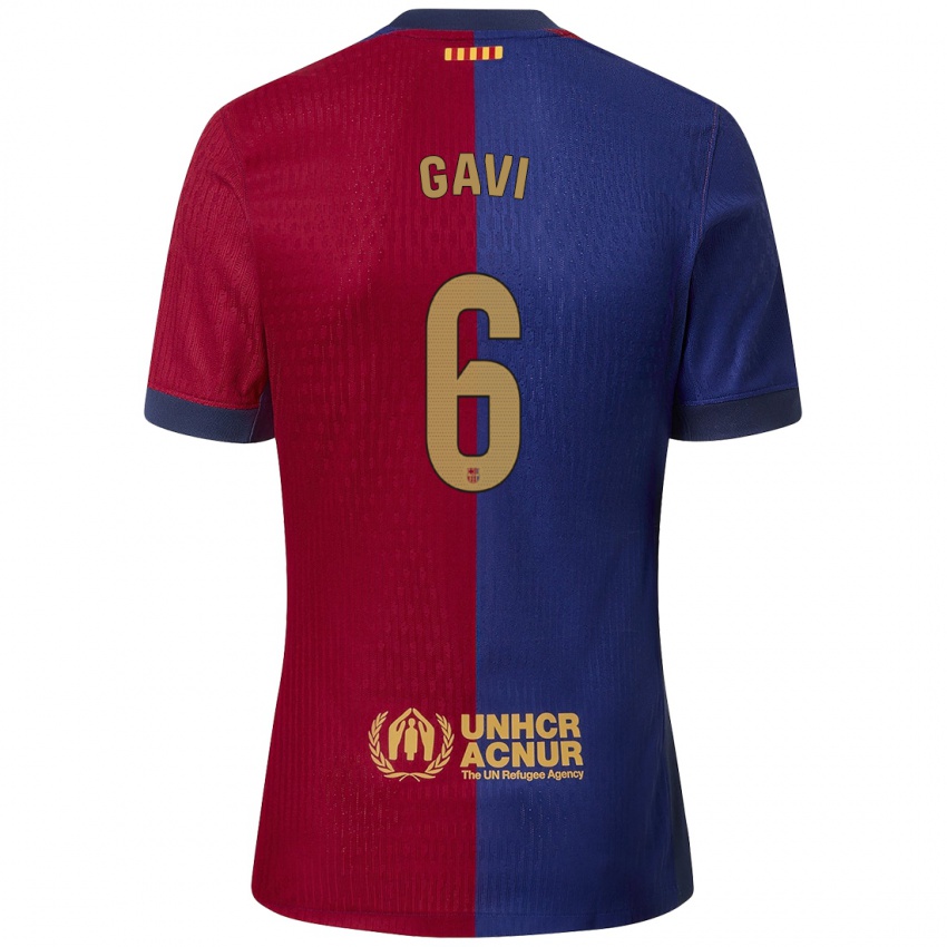 Enfant Maillot Gavi #6 Bleu Rouge Tenues Domicile 2024/25 T-Shirt Belgique