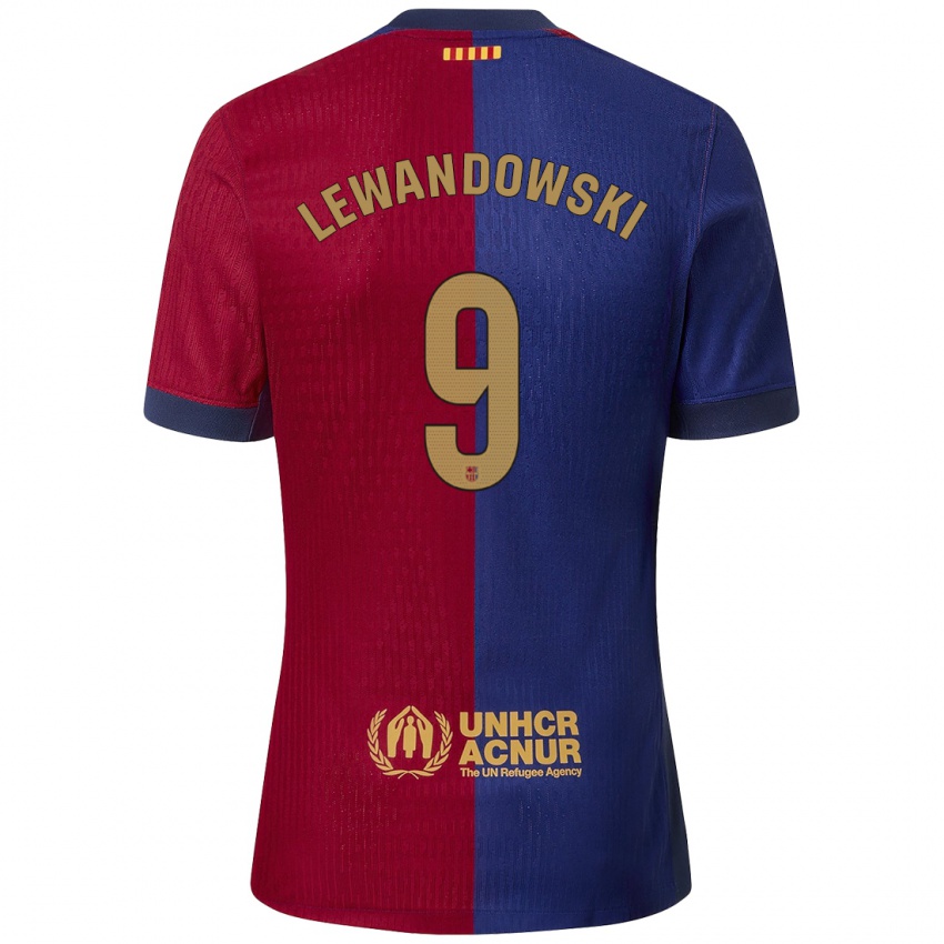 Enfant Maillot Robert Lewandowski #9 Bleu Rouge Tenues Domicile 2024/25 T-Shirt Belgique