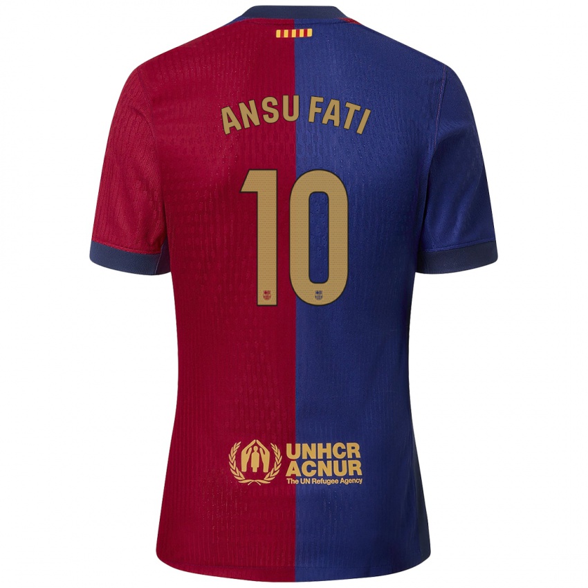 Enfant Maillot Ansu Fati #10 Bleu Rouge Tenues Domicile 2024/25 T-Shirt Belgique