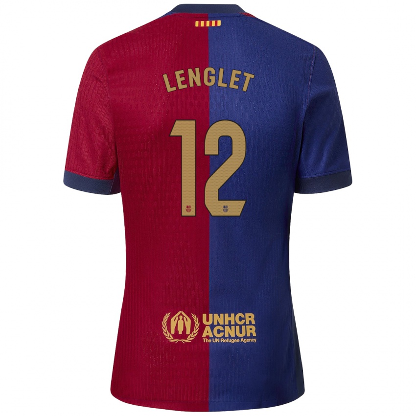 Enfant Maillot Clement Lenglet #12 Bleu Rouge Tenues Domicile 2024/25 T-Shirt Belgique