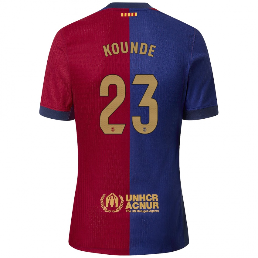 Enfant Maillot Jules Koundé #23 Bleu Rouge Tenues Domicile 2024/25 T-Shirt Belgique