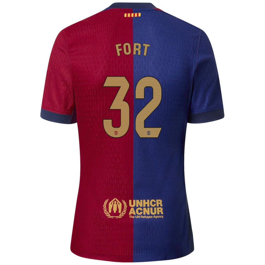 Enfant Maillot Héctor Fort #32 Bleu Rouge Tenues Domicile 2024/25 T-Shirt Belgique