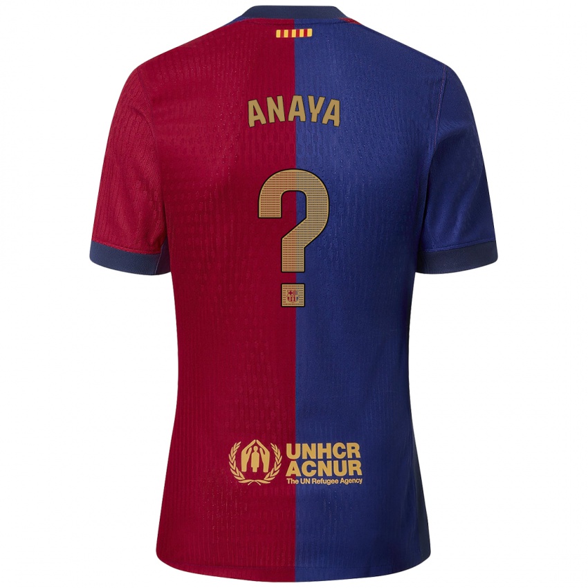 Enfant Maillot Joan Anaya #0 Bleu Rouge Tenues Domicile 2024/25 T-Shirt Belgique