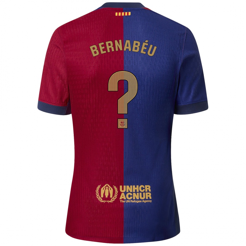 Enfant Maillot Pol Bernabéu #0 Bleu Rouge Tenues Domicile 2024/25 T-Shirt Belgique